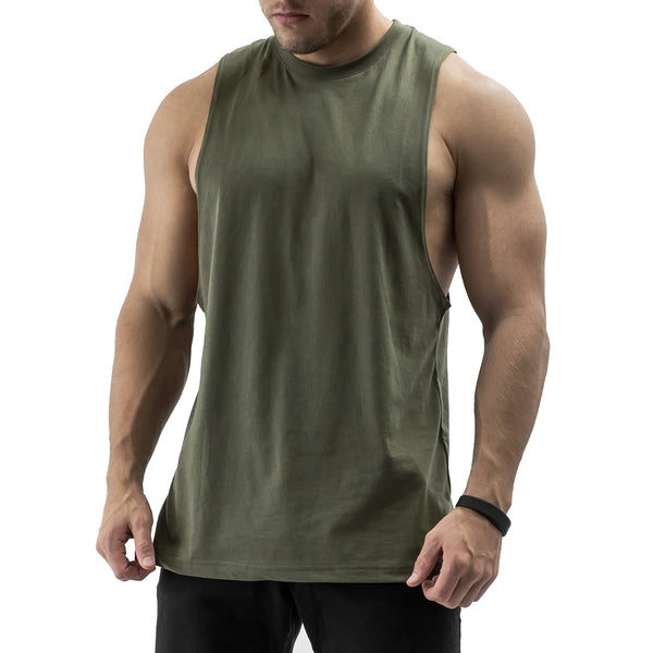 Essentials Cut Off Tank - olive