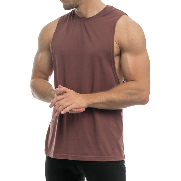 Essentials Cut Off Tank - maroon