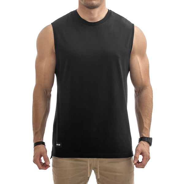 Side Split Muscle Tank - black