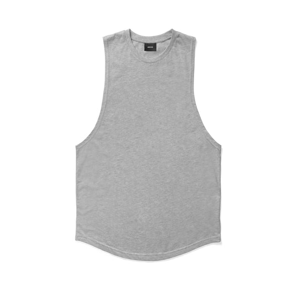 Round Cut Off Tank - heather grey