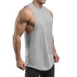 Round Cut Off Tank - heather grey