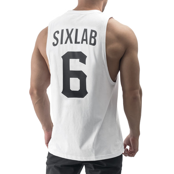 Brand Cut Off Tank - white