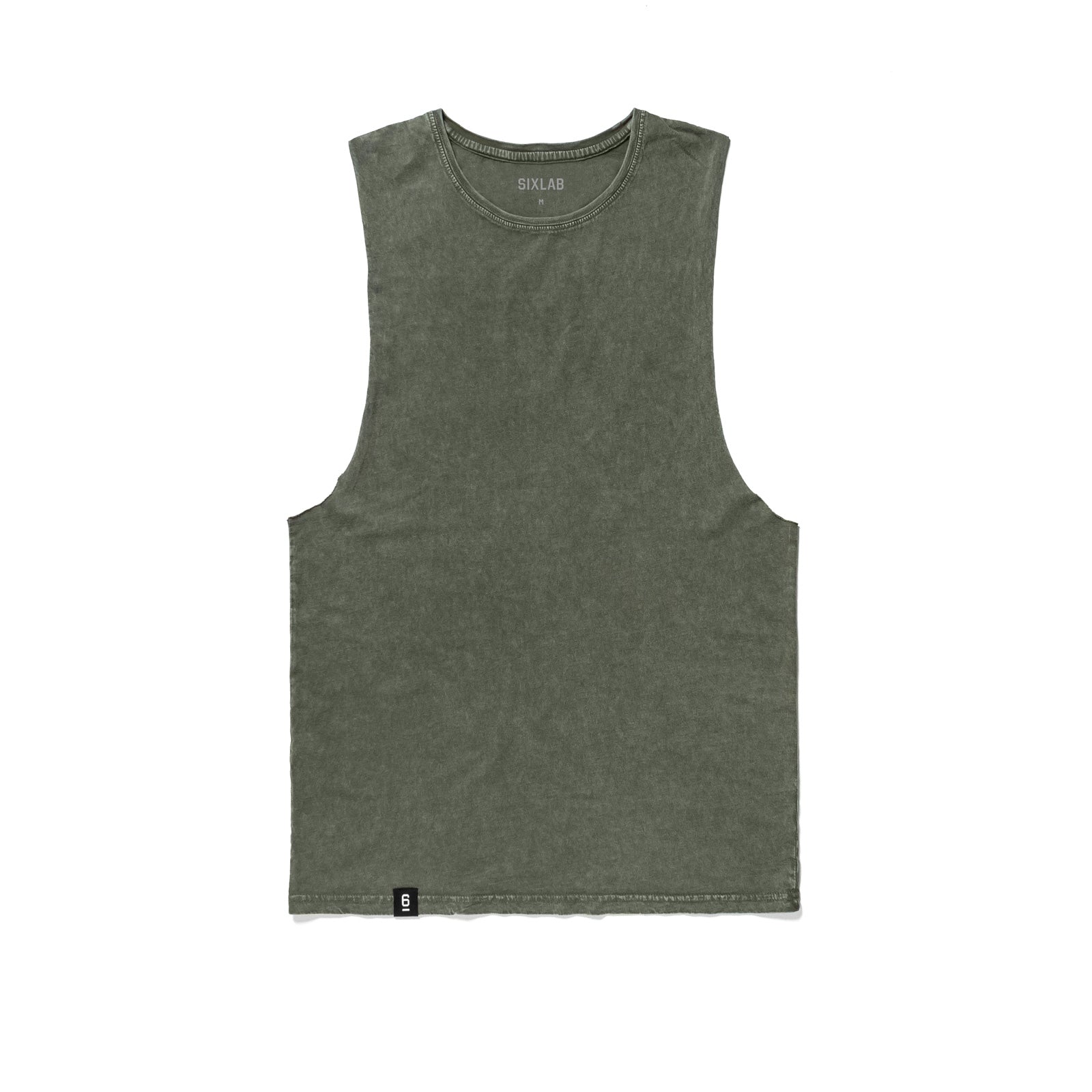 Vintage Cut Off Tank - washed olive