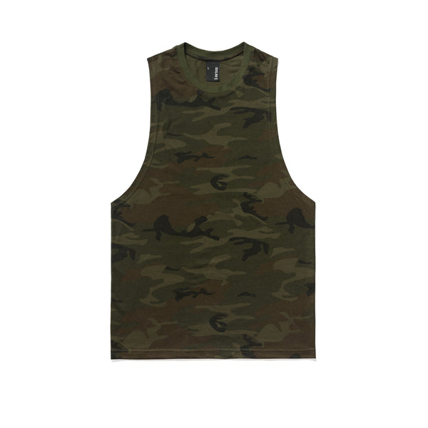 Camo Cut Off Tank - khaki camo