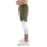 2-in-1 Set Long - olive/white