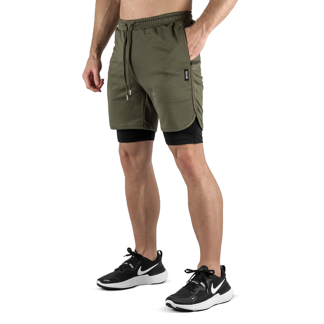 2-in-1 Set Short - olive/black