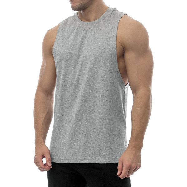 Essentials Cut Off Tank - heather grey