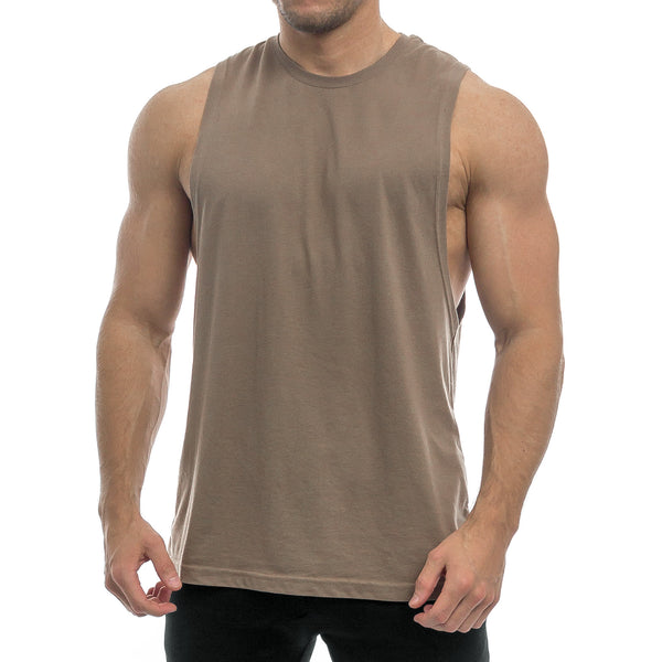 Essentials Cut Off Tank - brown