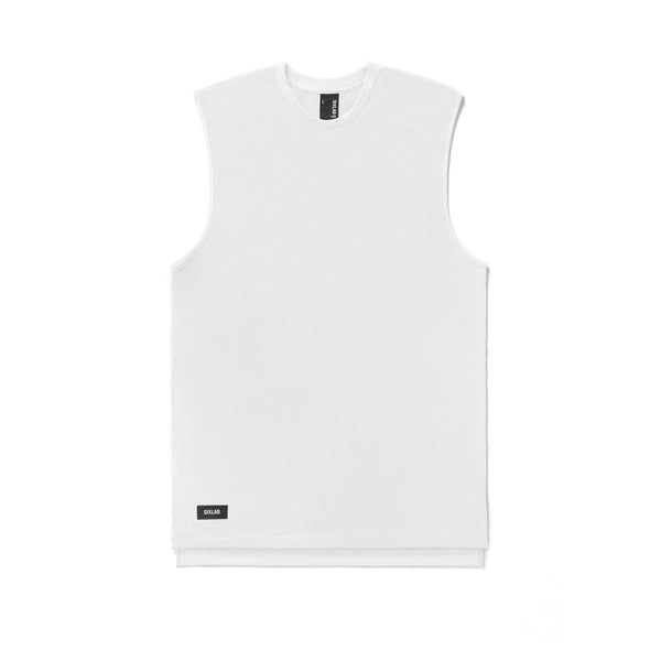 Side Split Muscle Tank - white