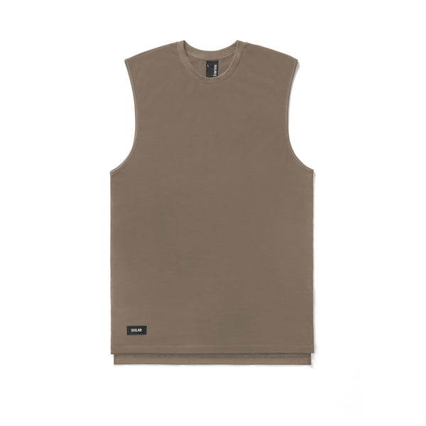 Side Split Muscle Tank - brown