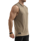 Side Split Muscle Tank - brown