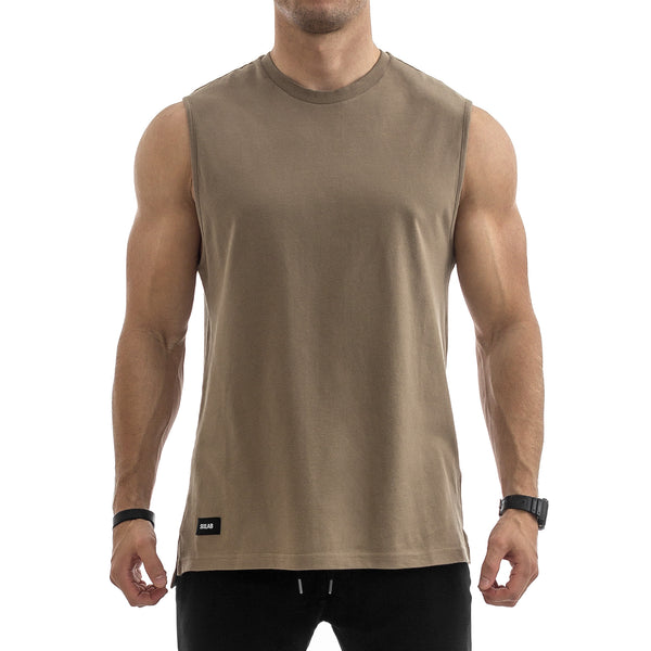 Side Split Muscle Tank - brown