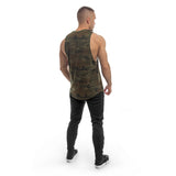 Round Camo Cut Off Tank - khaki camo