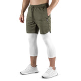 2-in-1 Set Long - olive/white