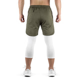 2-in-1 Set Long - olive/white