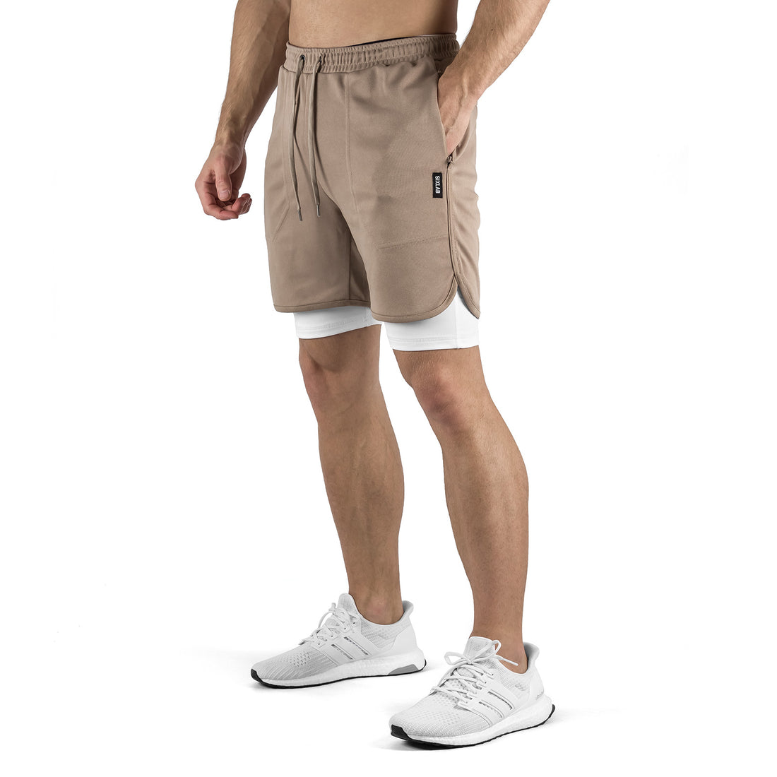2-in-1 Set Short - brown/white