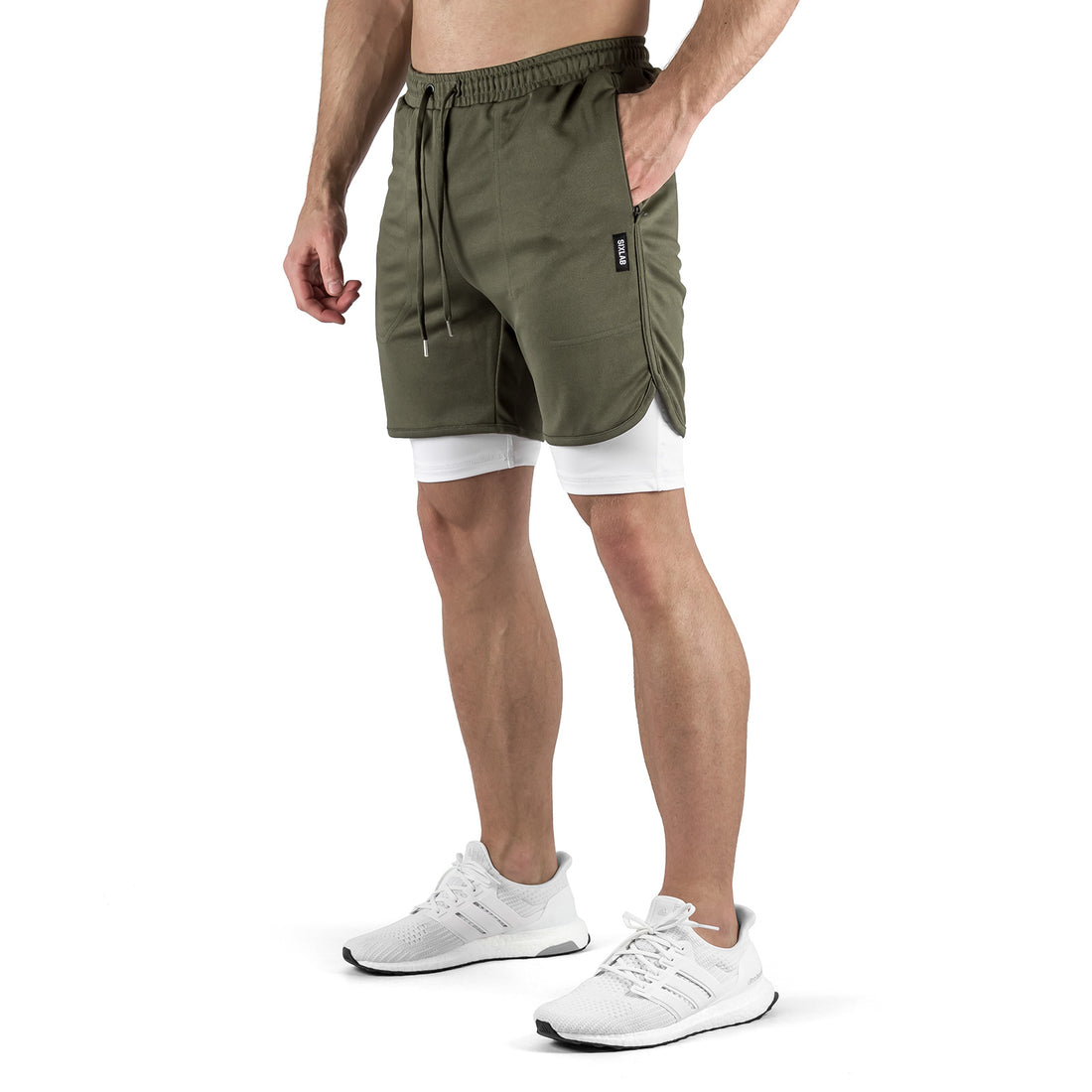 2-in-1 Set Short - olive/white